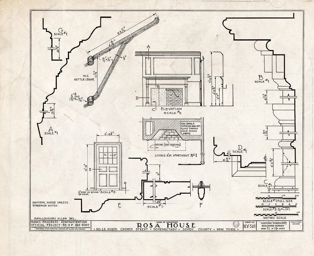Blueprint HABS NY,47-SCHE,8- (Sheet 11 of 13) - Brouwer-Rosa House, 14 North Church Street, Schenectady, Schenectady County, NY