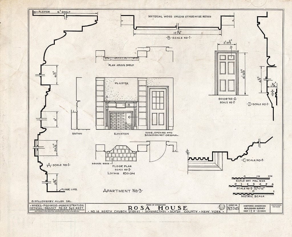 Blueprint HABS NY,47-SCHE,8- (Sheet 12 of 13) - Brouwer-Rosa House, 14 North Church Street, Schenectady, Schenectady County, NY