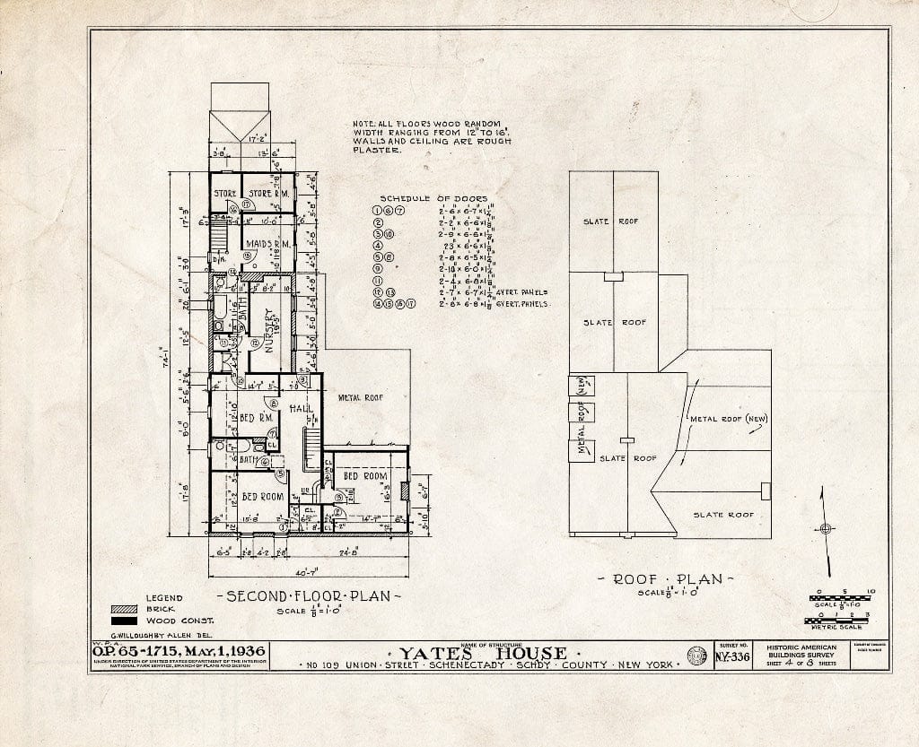 Blueprint HABS NY,47-SCHE,6- (Sheet 4 of 8) - Abraham Yates House, 109 Union Street, Schenectady, Schenectady County, NY