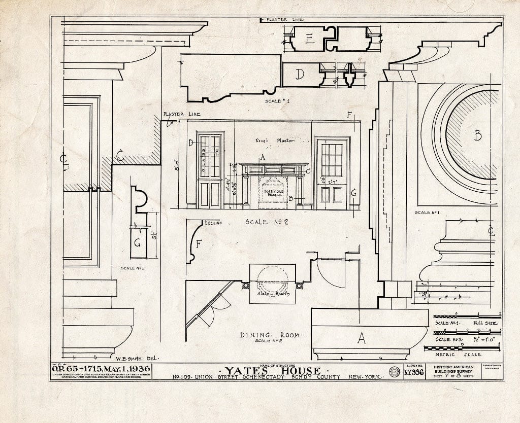 Blueprint HABS NY,47-SCHE,6- (Sheet 7 of 8) - Abraham Yates House, 109 Union Street, Schenectady, Schenectady County, NY