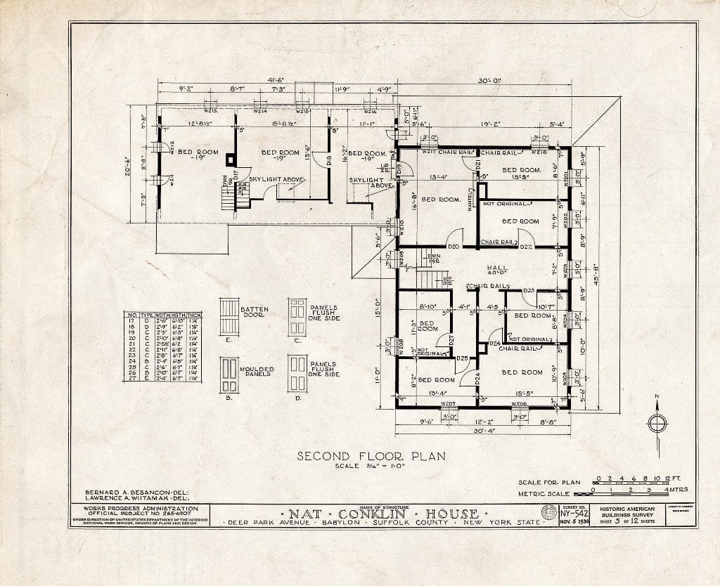 Blueprint HABS NY,52-BAB,1- (Sheet 5 of 12) - NAT Conklin House, 280 Deer Park Avenue, Babylon, Suffolk County, NY