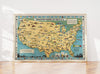 Historic Wall Map : Uprooted People Of The U.S.A. 1945 - Vintage Wall Art